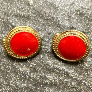Trifari red and gold post earrings from the 80s